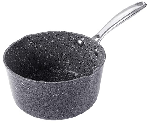 Unique Craft Non-Stick Saucepan Milk Pan, Suitable for All stoves, Nonstick Milk Pan with Granite Coating, Induction Compatible (16cm)