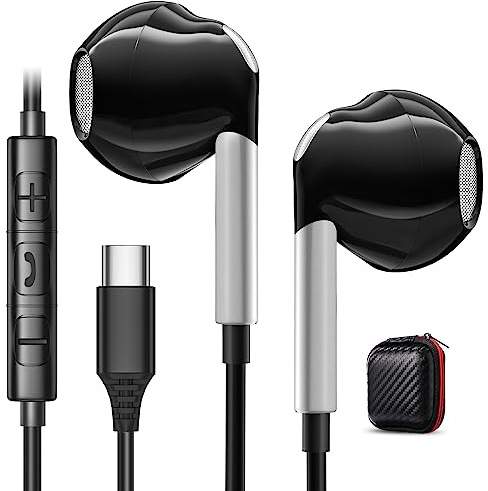 USB C Kopfhörer für Samsung S23 Ultra S25 S22 S24 S21 FE A55 A54 A56 A16 5G,Kopfhörer mit Kabel USB C Headset mit Mikrofon In-Ear Ohrhörer USB Type C Kopfhörer für iPhone 15 16 Pixel 8 7 6a iPad Air