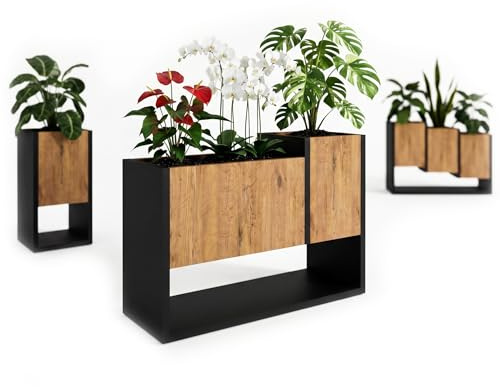 CraftPAK Blumenständer für Innen | Pflanzenständer aus hochwertigem Holzwerkstoff H45 x L64,5 x B22,6 cm | Blumenkasten / Blumenständer ohne Einsatz | Pflanzenkasten / Pflanzkübel - Retro