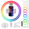 TARION Selfie Ring Light With Stand - 11.8 RGB Foldable Ringlight, 17 Lighting Modes, Desktop Phone Holder & Cold Shoe Mount, 20.5-66.5in/52-169cm Tall Video Beauty Light White