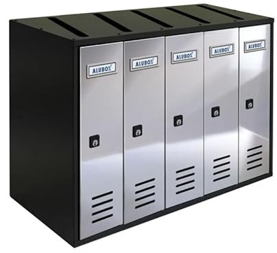 ALUBOX CUBO Briefkastenanlage 5 Fächer 38,5x53x25 cm aus Verzinktem Blech Vertikale Briefkastenanlage für Außen- und Geschützten Innenbereich (Anthrazit mit verspiegelten Edelstahltüren)