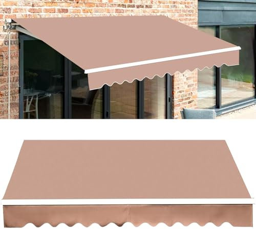 CHAKEUZND Terrassenüberdachung versenkbare Markise, Ersatzstoff mit Volant, wasserdichte Polyester-Überdachung, Sonnenschutztuch, ohne Rahmen(15x11ft.)