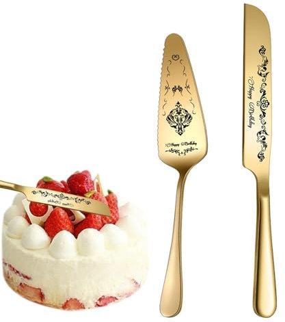 Yorajuy Hochzeitstortenheber-Set, Kuchenschneideset für Hochzeit - Kuchenausstecher mit Vintage-Gravur aus Edelstahl,Wunderschön gravierte Torten- und Tortenheber für Babypartys und Partys