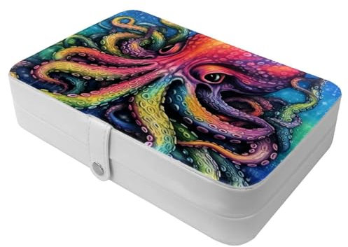 Octopus Art-1284 Reise-Schmuckschatulle – Ihre tragbare Schatztruhe für Ringe, Ohrringe, Halsketten. Tolles Geschenk für Frauen, die gerne reisen, großes Organizer-Etui, 1 Packung