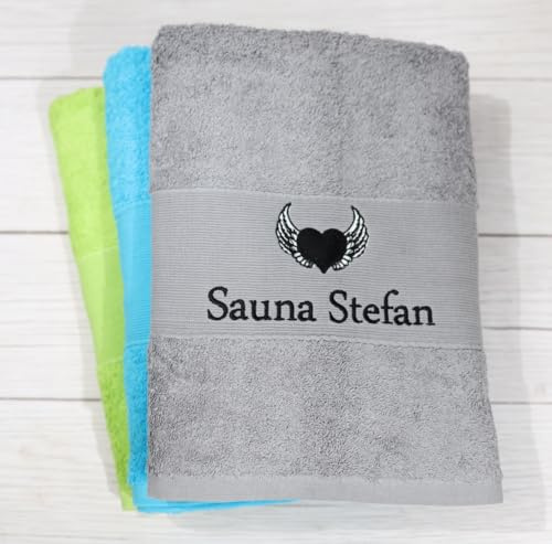 BotoHome Personalisiertes Handtuch Anthrazit 70x140 cm Mit Namen & Motiv bestickt 100% Baumwolle, OEKO-TEX zertifiziert, weich & saugstark – Edles Geschenk für jeden Anlass (Grau, 70 x 140 cm + Motiv)