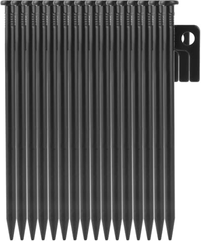 MIVIDE 20pcs Piquets de Tente en Acier, 25 cm Sardines de Fixation avec Crochets et Trou, Piquet de Fixation Robustes pour Camping, Trampolines, Randonnée