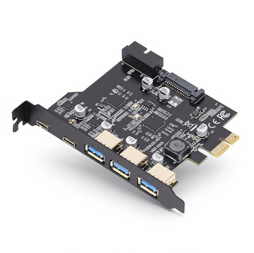 PCIe zu usb 3.2 Gen 2 Karte mit 20 Gbit/s, 5 USB Anschlüsse (3 Typ A, 2 Typ C), PCI-E Erweiterungskarte für Linux und OS X PC
