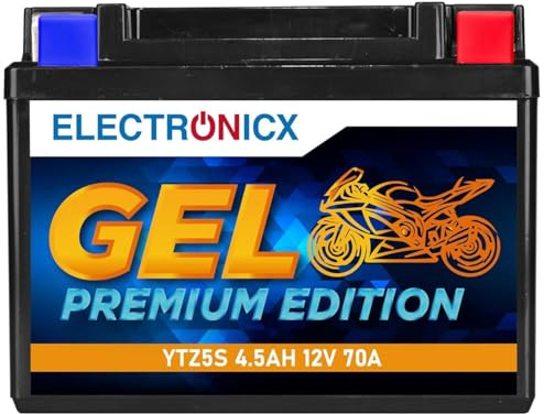 Electronicx YTZ5S GEL Motorradbatterie 12V 4,5Ah 70A – wartungsfreie, versiegelte Starterbatterie für Motorrad, Roller, Quad & Powersport – vibrationsfest, auslaufsicher, kompakt & sofort einbaufertig
