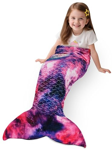 Catalonia Mermaid Blanket for Toddler & Kids, Ultra Soft Flannel Sleeping Blanket for Girls 4-6, Unique Starlight Design, Girls Gift for Birthday