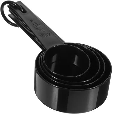 Mikikit Medidoras De Cocina Pequeñas Con Escala, Set De 10 Piezas Negras, Resistente, Para Hornear y Medir Leche Polvo, Utensilios De Medición Precisos Para Uso Doméstico y Cafeterías