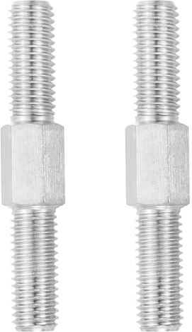 PATIKIL M12x80mm Double End Threaded Stud Screw, 2pcs 304 Stainless Steel Hex Bolt Left and Right Hand Threaded Rod Bar Adapter for Furniture Hardware, House Maintenance