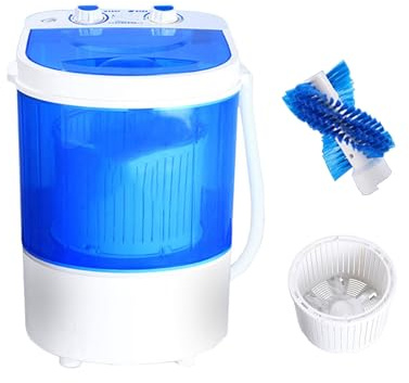 Mini Lave Linge Manuelle avec Panier Déshydratant Machine A Laver Portable Chaussures Lavables Essoreuse Linge Rouleau pour Dortoir, Appartement, Camping