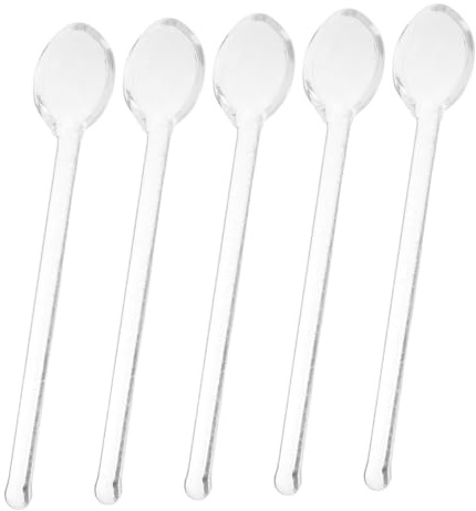 POPETPOP Cuillères à Café En Verre Transparent 13 Cm Mini Agitateur à Café En Verre Multifonction Pour Thé Espresso Dessert Lot De 5 Pièces