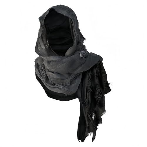 Proumhang Capa con Capucha y Broche Vikingo – Chal Medieval, Bufanda Renacentista para Cosplay. Ideal Como Capa o Bufanda para Hombres y Mujeres,Talla única,Negro Gris