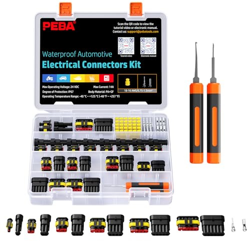 PEBA Kit de Conectores Automotrices Impermeables IP67 – Conectores de cable de 1/2/3/4/5/6 pines para 0,34–2,5 mm², compatibles con AMP Superseal 1.5, para coche, moto y barco, con 2 herramientas de e