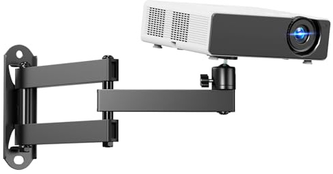 PUTORSEN Foldable Projector Wall Mount - Projector Wall Mount with 360° Rotation, Universal Wall Holder for 1/4 M4 M6 Screw Size Projectors for Home Theaters, Office