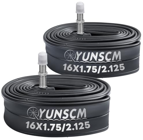 YunSCM 2PCS 47/57-305 16 Zoll Schlauch 16x1.75 16x1.95 16x2.0 16x2.10 16x2.125 TR4A-40mm Schrader Valve, kompatibel 16Zoll Fahrradschlauch/Kinderfahrrad/E-Fahrrad Schlauche 16x1.75/2.125