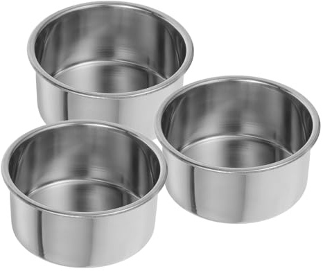 HOLIDYOYO Molde para Hornear Mini Redondo 4 Pulgadas de Acero Inoxidable 3 Unidades, Juego de Moldes Pequeños para Pasteles Individuales, Bandejas Lisas para Flan y Repostería en Hogar