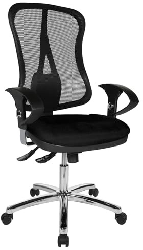 Topstar Head Point SY Deluxe, ergonomischer Bürostuhl, Schreibtischstuhl, inkl. Armlehnen, Stoff, schwarz, 70 x 66 x 113 cm | Made in Germany | Ergonomisch | Drehstuhl, Schreibtischstuhl | höhenverstellbar | Geprüfte Sicherheit nach GS-Intertek