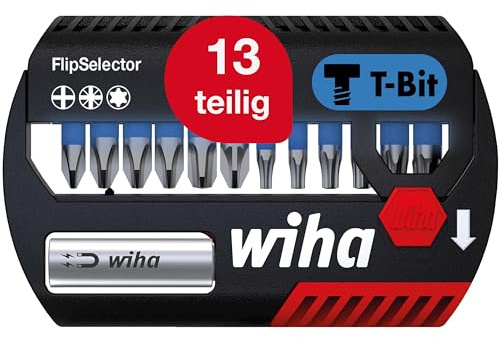 Wiha Bit Set FlipSelector 13-tlg. I T-Bit 25 mm, PH, PZ, TORX 1/4 C6,3 I magnetischer Bithalter I Impact- & Schlaugschrauber geeignet (41824)