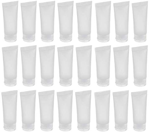 24 tubos vacíos de plástico translúcido, de 30 ml, para loción cosmética, champú y limpiador facial.