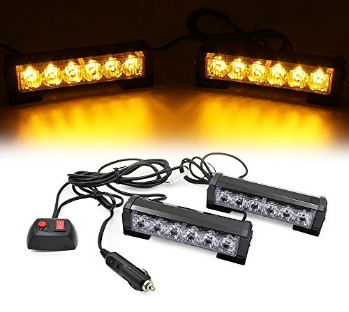 Triclicks 2 * 6 LEDs Feux de Pénétration Lumière Stroboscopique Eclairage Clignotant à 9 Modes pour Voiture Camion Véhicule SUV Lampe pour Avertissement Urgence Secours Travaux DC12V