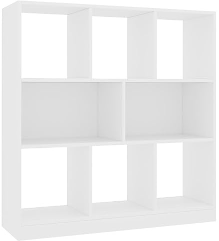 vidaXL Estantería Librería Contrachapada Blanca 97.5x29.5x100cm Mobiliario Diseño Elegante Moderno Robusta Duradera Amplio Espacio Almacenamiento
