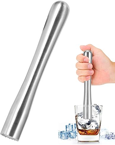 Cocktail Muddler,Drink Muddler Fruit Ice Crusher Cocktail Muddler Stainless Steel,18.5cm/7.3inch Mojito Muddler,Drink Muddler,Bar Stick Fruit Mixer for Bitter,Margaritas, Mint Fruit Based Drink