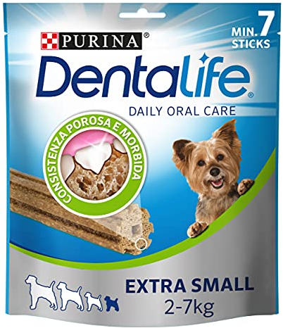 PURINA Dentalife Hundesnack für die Mundhygiene, Größe Extra Small, 6 Packungen mit je 7 Sticks, insgesamt 42 Sticks
