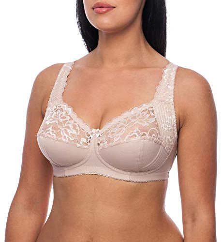 frugue Women's Comfort Non Wired Support Wireless Minimiser Bra Nude UK 40 G