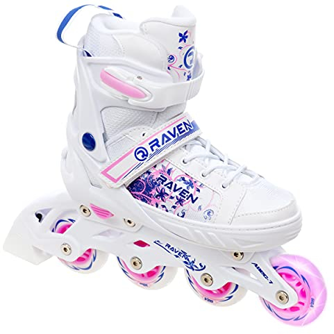 RAVEN Inline Skates Pattini in linea per bambini ragazze regolabili (Meia, 28-32 (18,5cm-21cm))