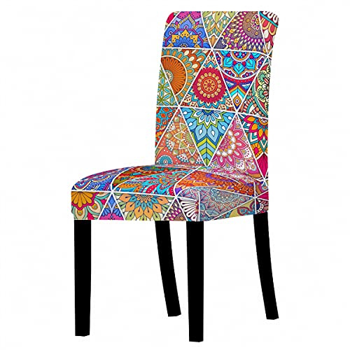 Morbuy Patchwork Drucken Stuhlhussen Set Stretch Beschützer Stuhlbezug Stuhlüberzug, Universal Elastische Spannbezug Hochzeit Weihnachten Partys Bankett Hotel Dekor (6 Stück,Wunderschönes Mandala)