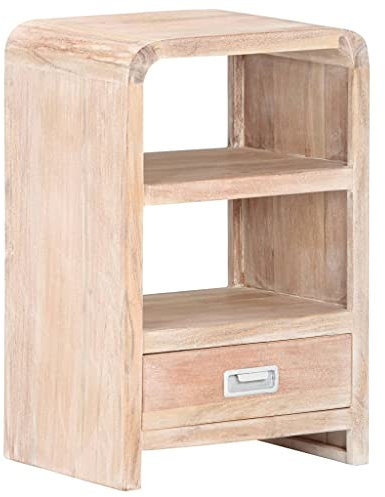 TEWTX7 Akazie Massivholz Nachttisch mit 2 Regale und Schublade Nachtschrank Telefonschrank Konsolentisch Telefontisch Nachtkommode Dekorativer Schrank