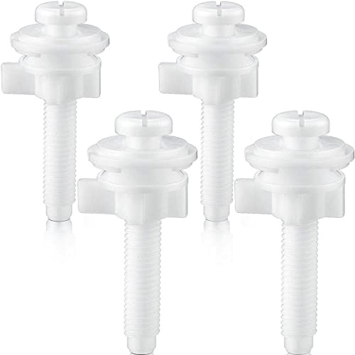 CENPEK Kit de 4 boulons de rechange pour siège de toilette – Plastique blanc – 6,6 cm de long, 2,8 cm de diamètre – Matériel de siège de toilette – Réparation et entretien – 12 pièces