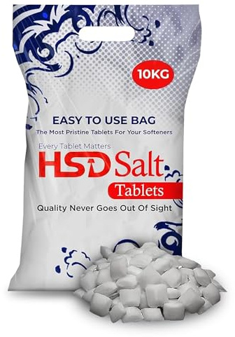 HSD Salt Softener Tablets 10Kg Bag Laundry Water Softener, Compatible to All Water Softener Washing Machine, 100% Genuine British Salt Tablet for Water Softener Premium Quality (1 Bag)