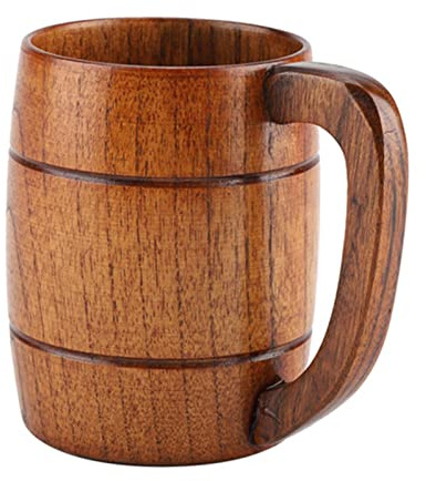 Holz-Bierkrug, glatter und runder Holz-Bierkrug mit großem Fassungsvermögen für braune Holzkrüge