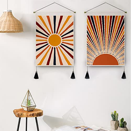 ZOYIEP 2er Set Wandbehang Boho Wandteppich, Wandteppiche Vintage Boho Deko Wandtuch Tapisserie für Schlafzimmer Wohnzimmer Wanddeko (D)