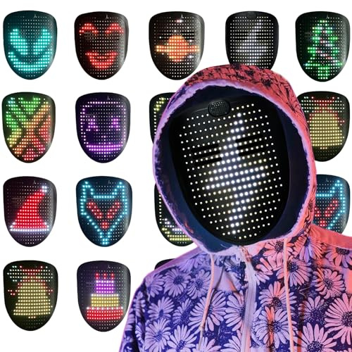 Depointer Life LED-Maske mit Gestenerkennung, LED-beleuchtete Gesichtsverwandelungsmaske für Kostüm, Cosplay, Party, Maskerade