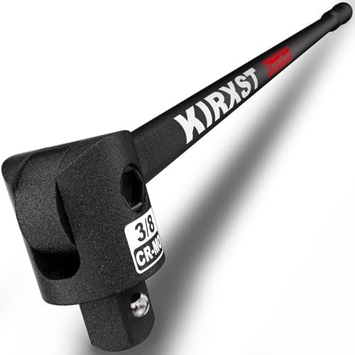 KIRXST Mango Articulado, Llave Articulada 3/8, Barra Articulada 445 mm, Llave Rompedora, Barra Rompedora Extra Resistente, Llave de Vaso Extra Larga