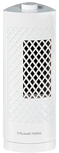 Russell Hobbs Mini Ventilatore a Torre da 33 Cm, Leggero e Portatile, 3 Velocità, Oscillazione a 75°, Flusso D'Aria Potente, Funzionamento Silenzioso, Bianco Rhtf1321