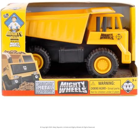 Mighty Wheels Steel Dump Truck Toy 4.75 - Free-wheeling Dumper Truck Toy with Movable Tipping Bed - Durable Steel and Plastic Construction Toys for 3+ Year Olds Boys and Girls - Kids' Play Vehicles