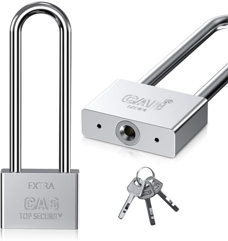 Heavy Duty Lengthened Padlock with 3 Keys, 60mm/6.5 Inch Long Shackle, Waterproof Outdoor Padlock for Warehouses, Container Doors, Garage, Shed Gates, Bicycle