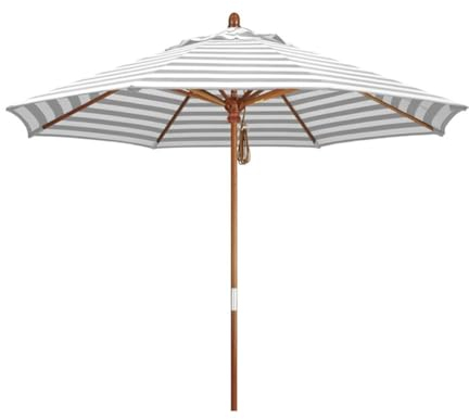 Sonnenschirm 210/270cm, Gartenschirm Holz, Terrassenschirm mit 8 Rippen, Strandschirm Höhenverstellbar, UV-Schutz Balkonschirm, Marktschirm Tischschirm mit Belüftung (Color : Gray+white, Size : 9ft/