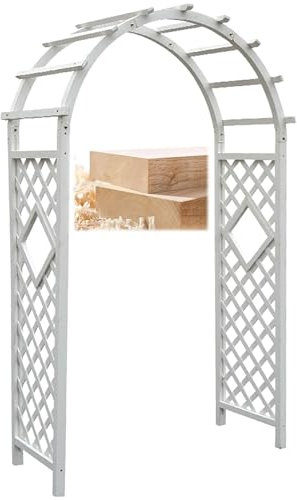 Arche De Extérieur En Bois Pergola D'entrée Arceau De Rosiers Tuteur Colonne Pour Plantes Grimpantes Portail De Jardin Arcade Vigne Mariage Tonnelle Treillis Résistant Aux Intempéries(Color:Blanc,Size