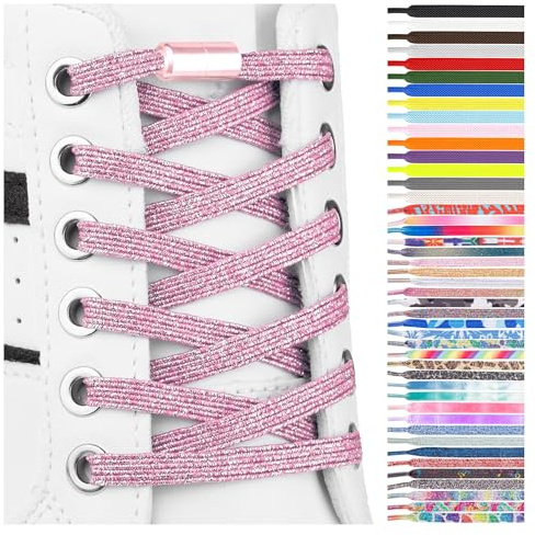 SULPO 2 paia Lacci scarpe elastici piatti - stringhe elastiche - Lacci colorati con chiusura rapida - Lacci elastici per sneakers - Lacci per bambini e adulti