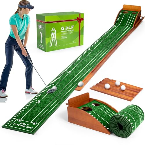 Alfombrilla de Putt, tapete de Golf para Interiores, Color Verde, tapete de Golf, práctica de Putt, Putting (Verde Claro, 2 Agujeros)