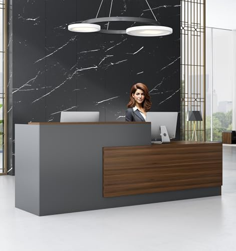 UKETO Moderna Banco bancone Reception estetica negozio - Reception da ufficio di lusso, Tavolo Reception multifunzionale per saloni, registratori di cassa o aree di accoglienza (senza sedie)