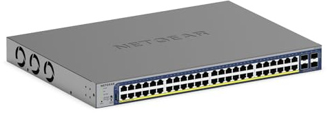 NETGEAR 52-Port PoE Gigabit Ethernet Smart Switch (GS752TXP) Managed, mit 48 PoE+ bei 380 W, 4 10G-SFP+, optionales Insight Cloud Management, Wand- oder Rack-Befestigung und eingeschränkte Garantie