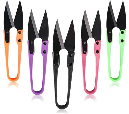 Jognee Mini Schere Gartenschere, 5 Stück U-Form Trimmschere, Edelstahl Pflanzenschere Bonsai Schere Langlebig Schere, Nähschere Mehrzweckschere