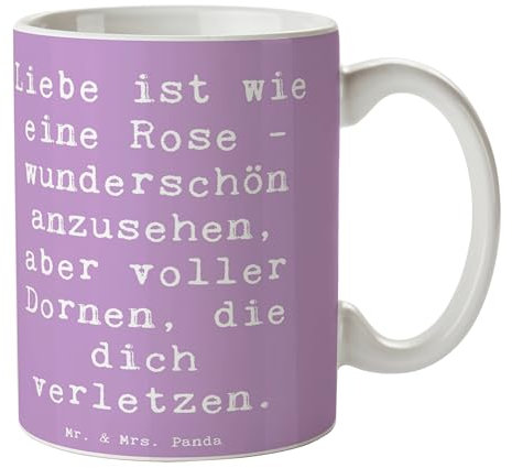 Mr. & Mrs. Panda Tasse Spruch Rose Herzschmerz - Geschenk, Romantik, Kaffeetassen, Porzellantasse, Liebe, Stimmung, Geschenk Tasse, Kaffeebecher,